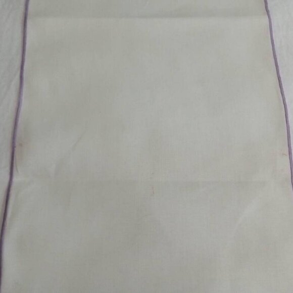 Long Embroider Purple & White Table Runner Cotton Linen Table Antique Vintage - Picture 6 of 10
